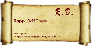 Rapp Dénes névjegykártya