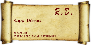 Rapp Dénes névjegykártya